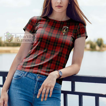Wallace Tartan Cotton T-Shirt with Family Crest Women's Shirt - Tartanvibesclothing Shop
