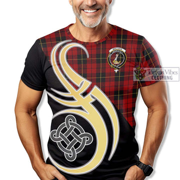Tartan Vibes Clothing Wallace Tartan T-Shirt with Family Crest and Celtic Symbol Style