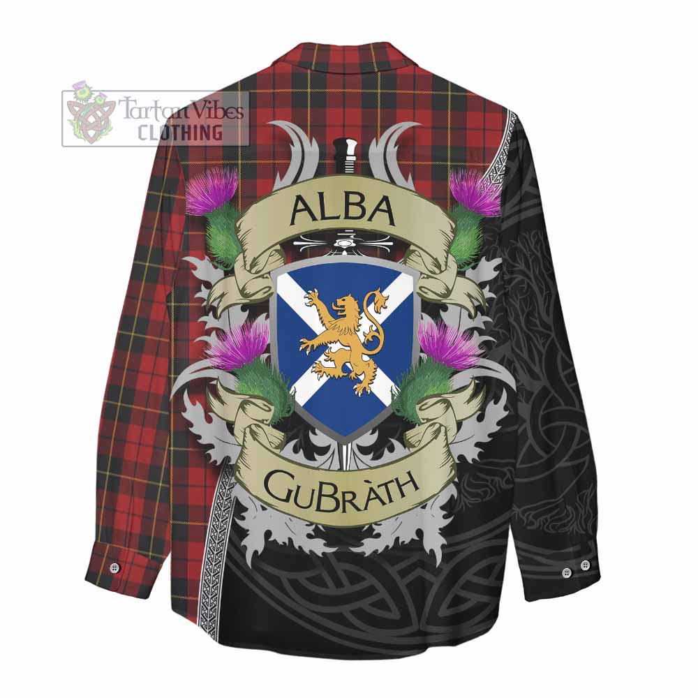 Tartan Vibes Clothing Wallace Tartan Family Crest Women's Casual Shirt Lion Rampant Royal Thistle Shield Celtic Inspired