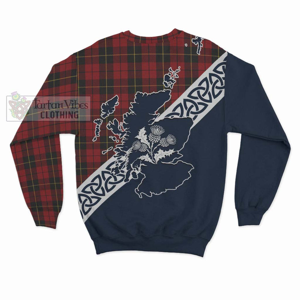 Tartan Vibes Clothing Wallace Tartan Sweatshirt Featuring Thistle and Scotland Map