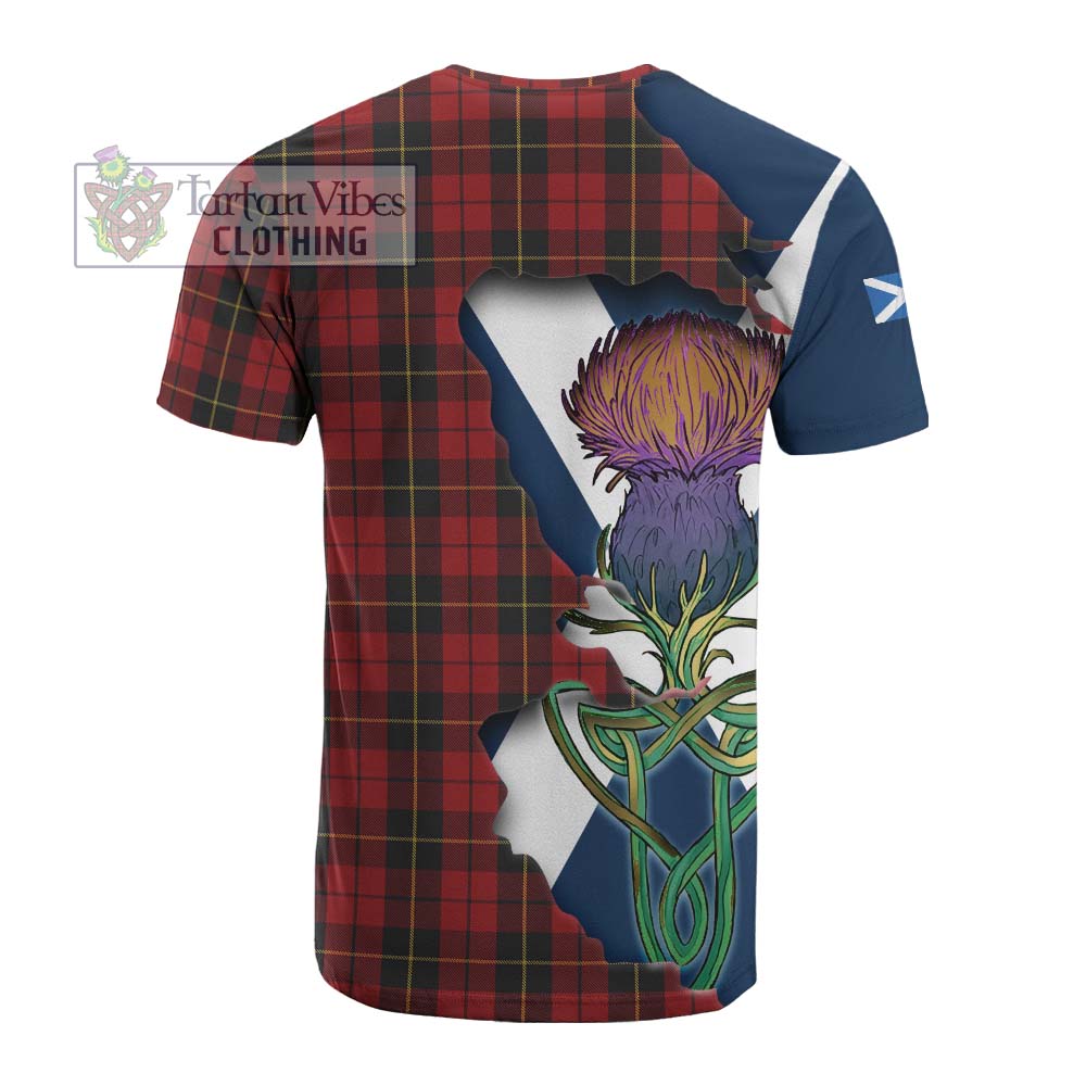 Tartan Vibes Clothing Wallace Tartan Family Crest Cotton T-shirt Scottish Thistle Celtic Inspired