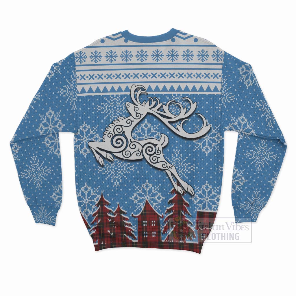 Tartan Vibes Clothing Wallace Clan Christmas Sweatshirt Celtic Reindeer Style