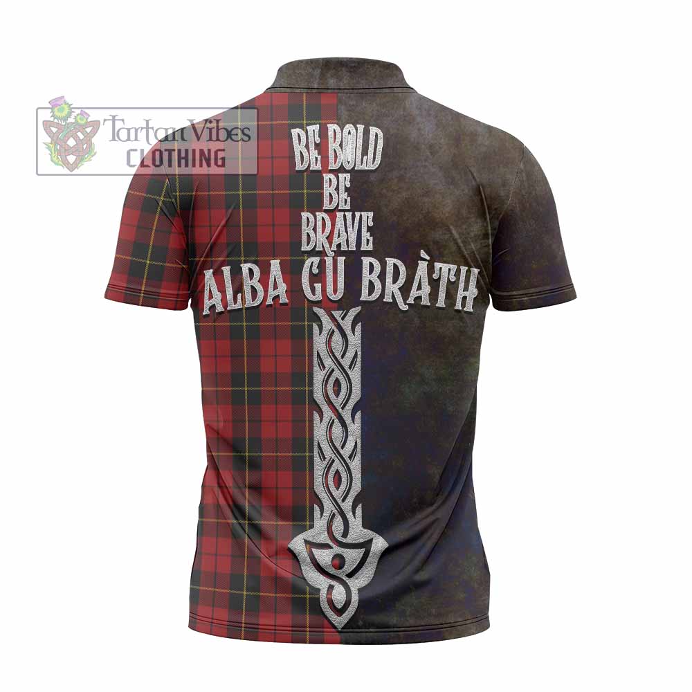 Tartan Vibes Clothing Wallace Tartan Family Crest Zipper Polo Shirt Alba Gu Brath Be Brave Lion Ancient Style