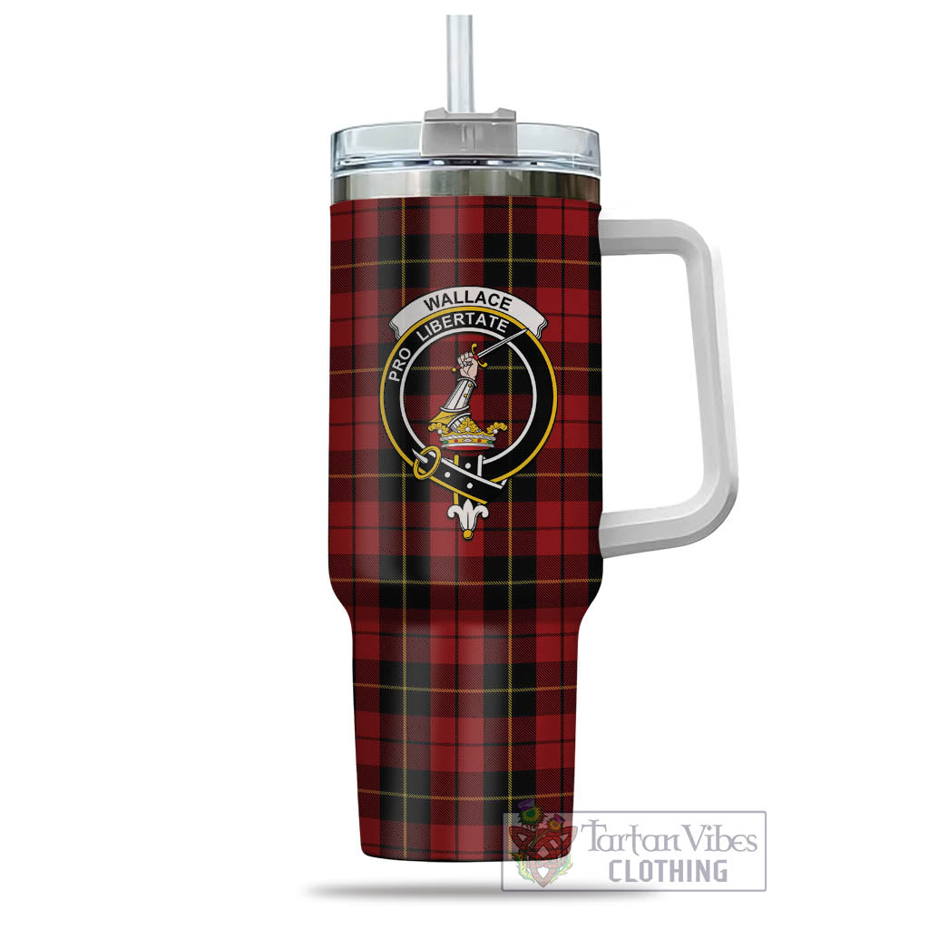 Tartan Vibes Clothing Wallace Tartan and Family Crest Tumbler with Handle