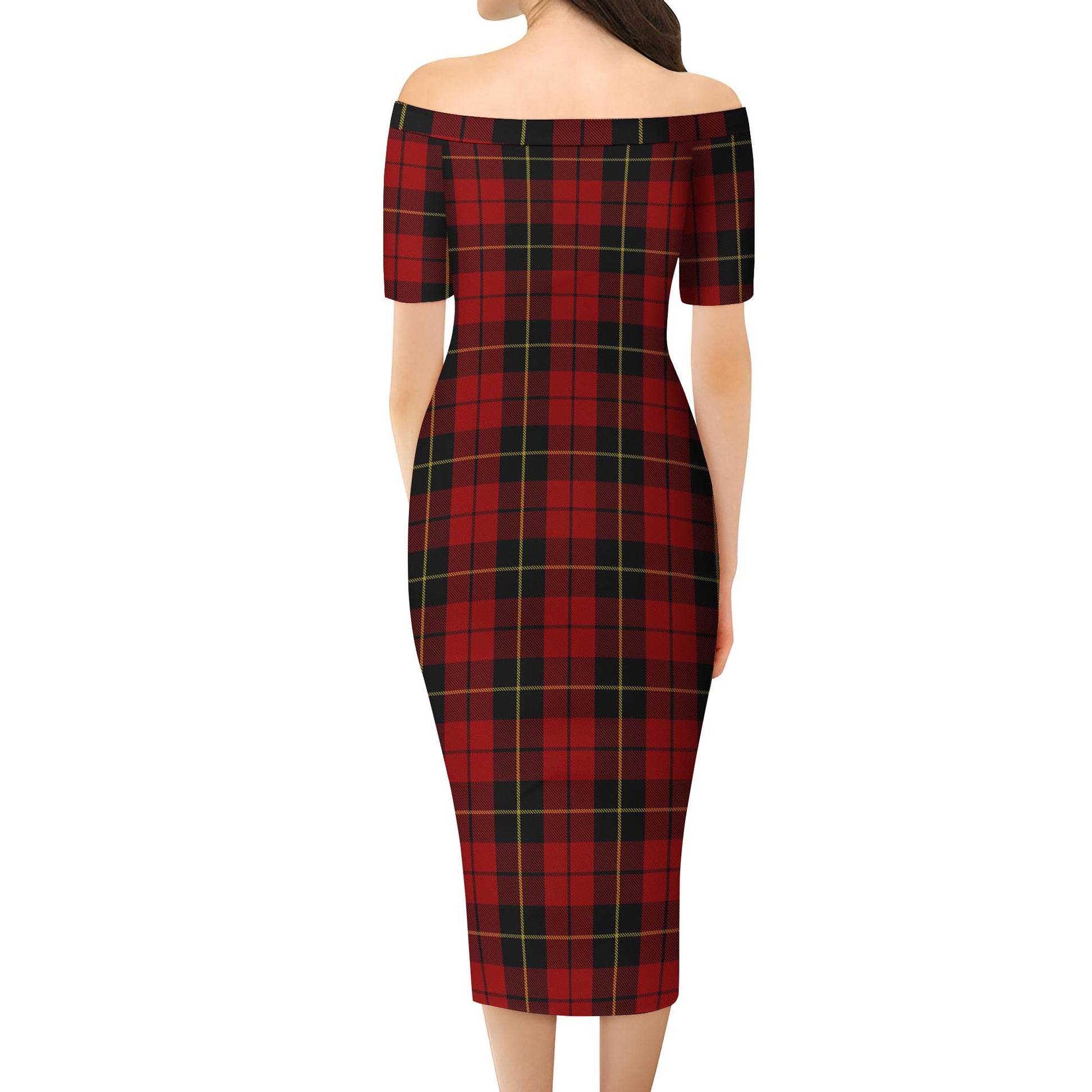 Wallace Tartan Off Shoulder Lady Dress - Tartanvibesclothing
