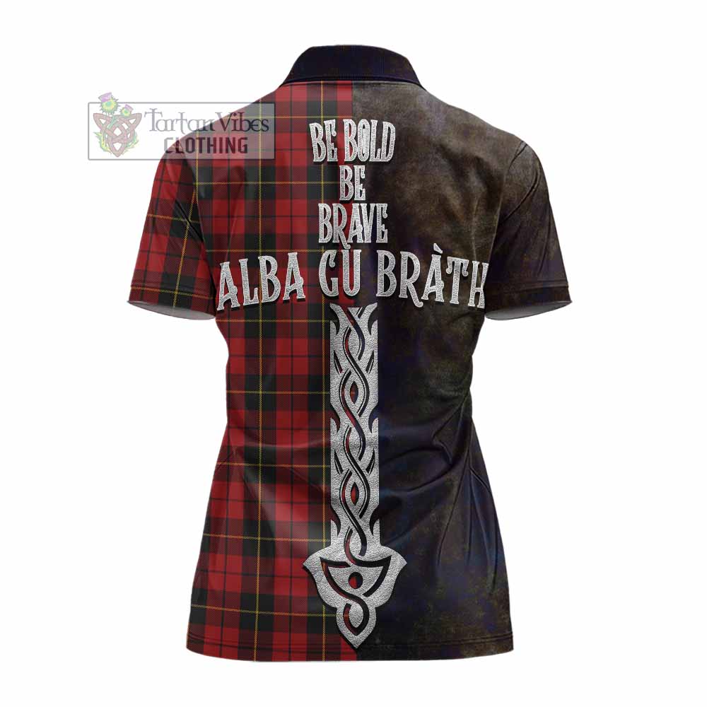 Tartan Vibes Clothing Wallace Tartan Family Crest Women's Polo Shirt Alba Gu Brath Be Brave Lion Ancient Style