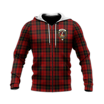 Wallace Tartan Knitted Hoodie with Family Crest