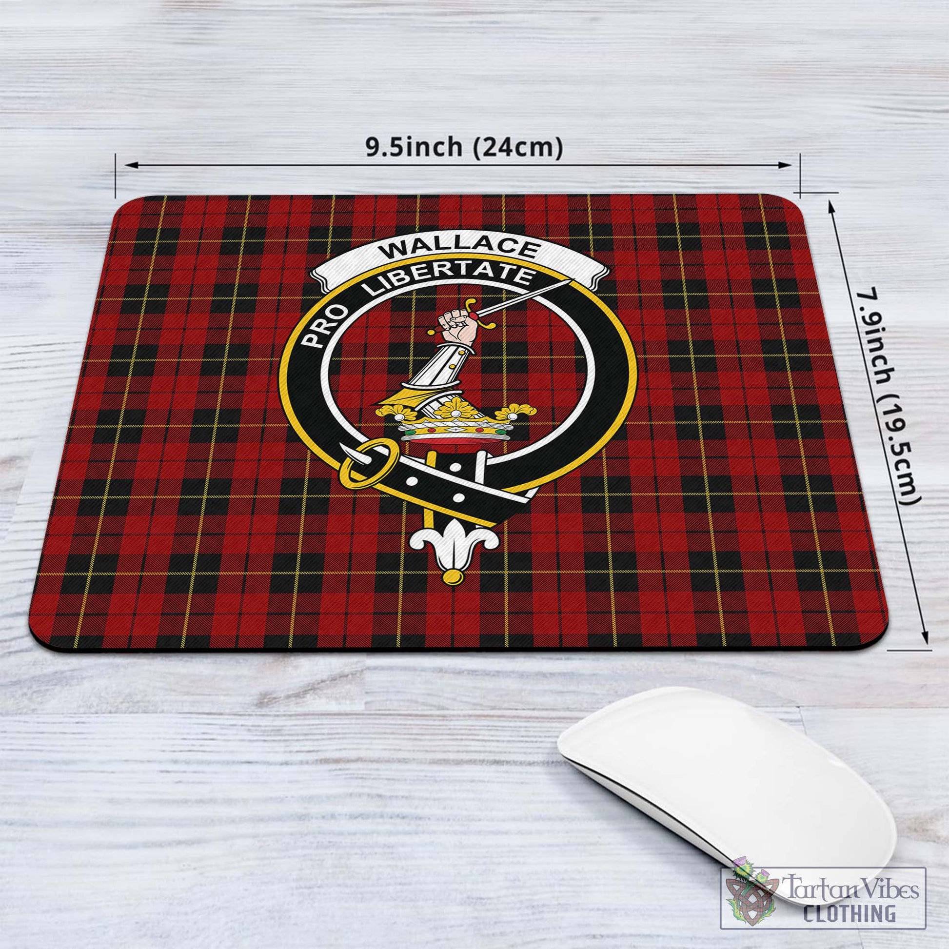 Tartan Vibes Clothing Wallace Tartan Mouse Pad with Family Crest