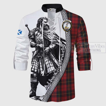 Tartan Vibes Clothing Wallace Tartan Clan Crest Ghillie Kilt Shirt with Highlander Warrior Celtic Style