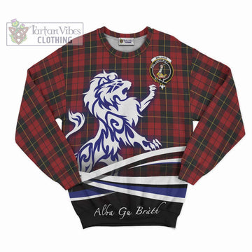 Wallace Tartan Sweatshirt with Alba Gu Brath Regal Lion Emblem - Tartanvibesclothing Shop
