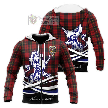 Wallace Tartan Knitted Hoodie with Alba Gu Brath Regal Lion Emblem Unisex Knitted Zip Hoodie - Tartanvibesclothing Shop