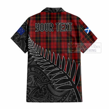 Tartan Vibes Clothing Wallace Crest Tartan Short Sleeve Button Shirt with New Zealand Silver Fern Half Style