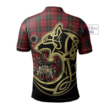 Wallace Tartan Polo Shirt with Family Crest Celtic Wolf Style