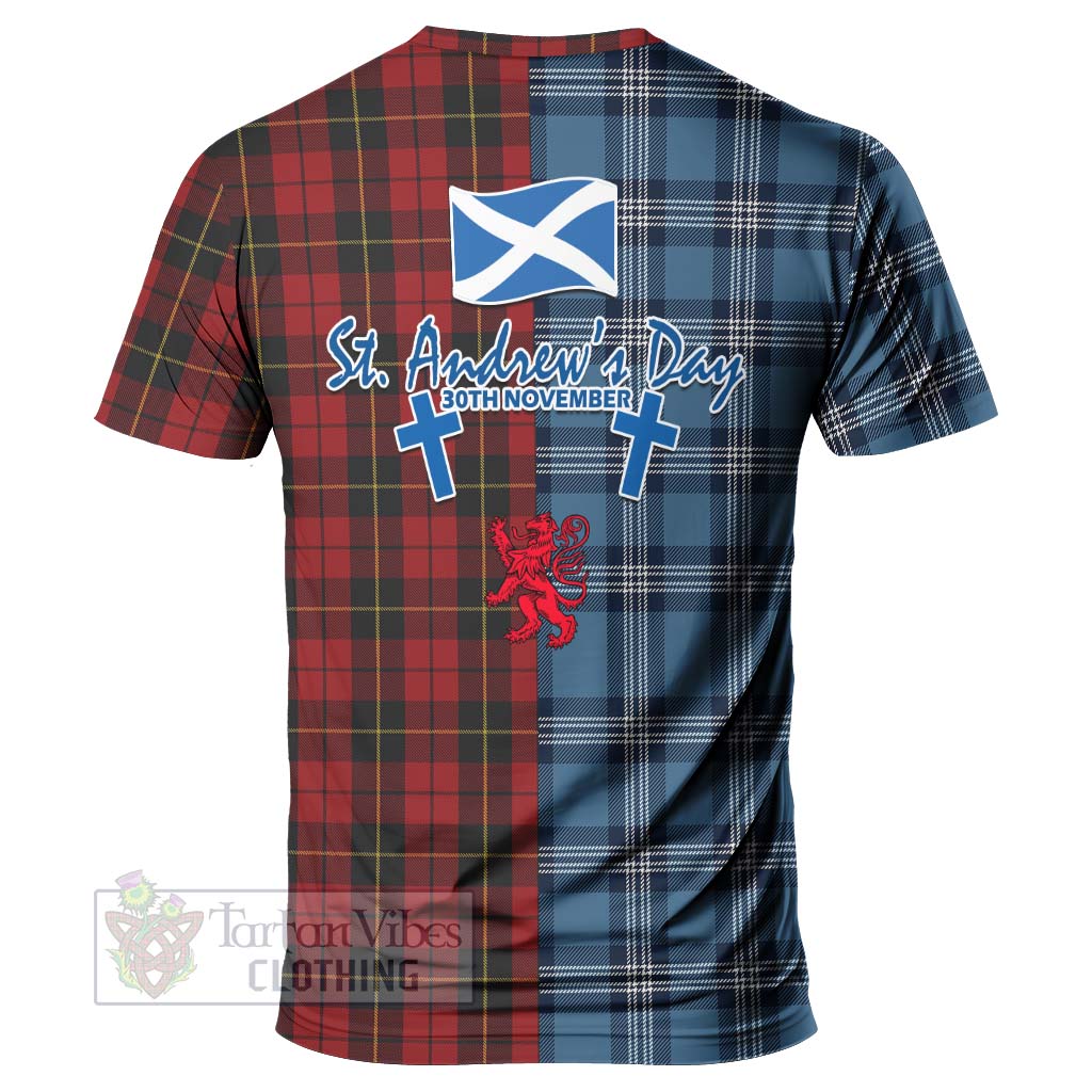 Tartan Vibes Clothing Wallace Tartan T-Shirt Happy St. Andrew's Day Half Tartan Style