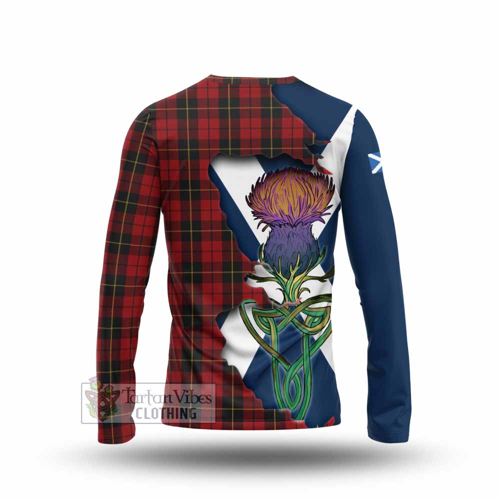 Tartan Vibes Clothing Wallace Tartan Family Crest Long Sleeve T-Shirt Scottish Thistle Celtic Inspired