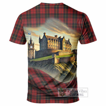 Tartan Vibes Clothing Wallace Tartan Family Crest T-Shirt with Scottish Ancient Castle Stype
