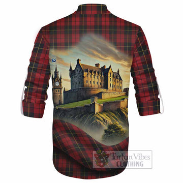 Wallace Tartan Family Crest Ghillie Kilt Shirt with Scottish Ancient Castle Style