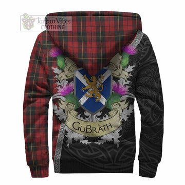 Tartan Vibes Clothing Wallace Tartan Family Crest Sherpa Hoodie Lion Rampant Royal Thistle Shield Celtic Inspired