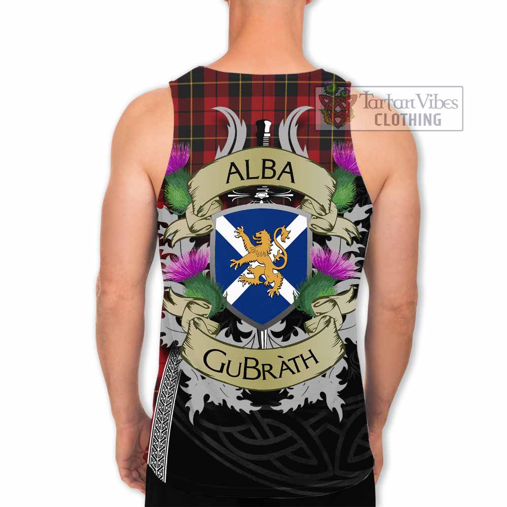 Tartan Vibes Clothing Wallace Tartan Family Crest Men's Tank Top Lion Rampant Royal Thistle Shield Celtic Inspired