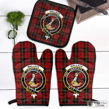 Wallace Tartan Combo Oven Mitt & Pot-Holder with Family Crest Combo 1 Oven Mitt & 1 Pot-Holder Black - Tartan Vibes Clothing