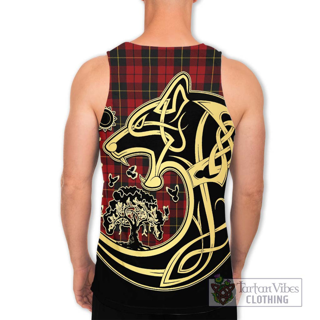 Wallace Tartan Men's Tank Top with Family Crest Celtic Wolf Style - Tartan Vibes Clothing