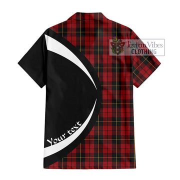 Wallace Tartan Short Sleeve Button Up with Family Crest Circle Style - Tartan Vibes Clothing