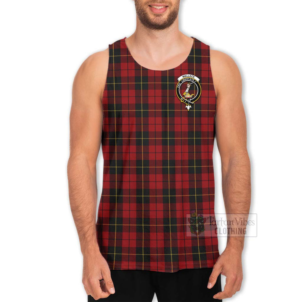 Tartan Vibes Clothing Wallace Tartan Men's Tank Top with Family Crest Celtic Skull Style