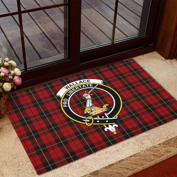 Wallace Tartan Rubber Doormat with Family Crest