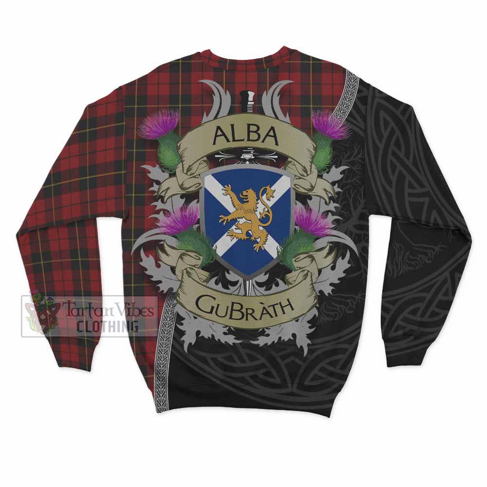 Tartan Vibes Clothing Wallace Tartan Family Crest Sweatshirt Lion Rampant Royal Thistle Shield Celtic Inspired