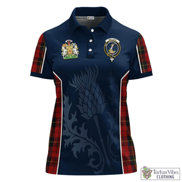 Tartan Vibes Clothing Wallace Tartan Women's Polo Shirt with Family Crest and Scottish Thistle Vibes Sport Style