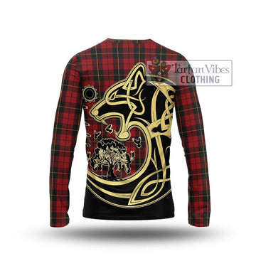 Wallace Tartan Long Sleeve T-Shirt with Family Crest Celtic Wolf Style - Tartan Vibes Clothing