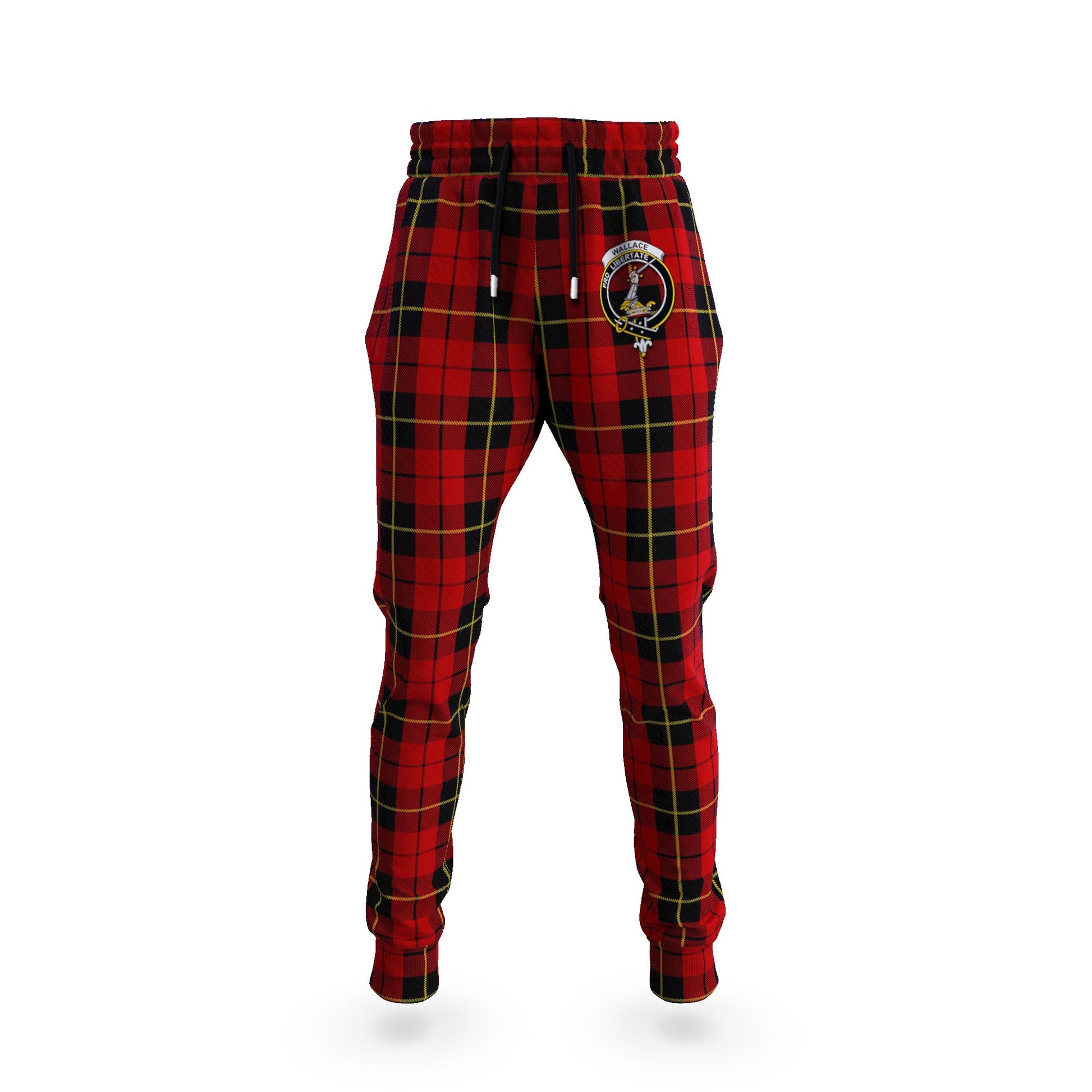 Wallace Tartan Joggers Pants with Family Crest 5XL - Tartan Vibes Clothing