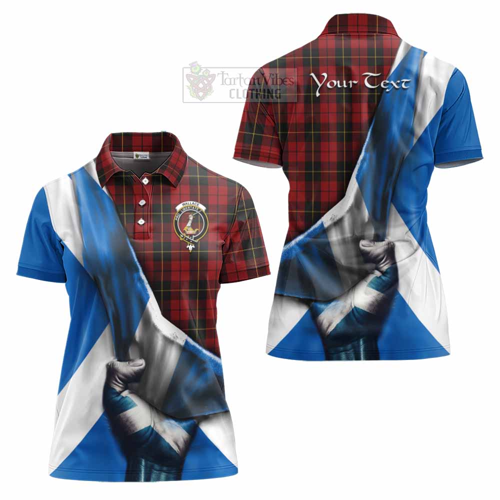 Tartan Vibes Clothing Wallace Tartan Women's Polo Shirt with Family Crest Scotland Patriotic Style