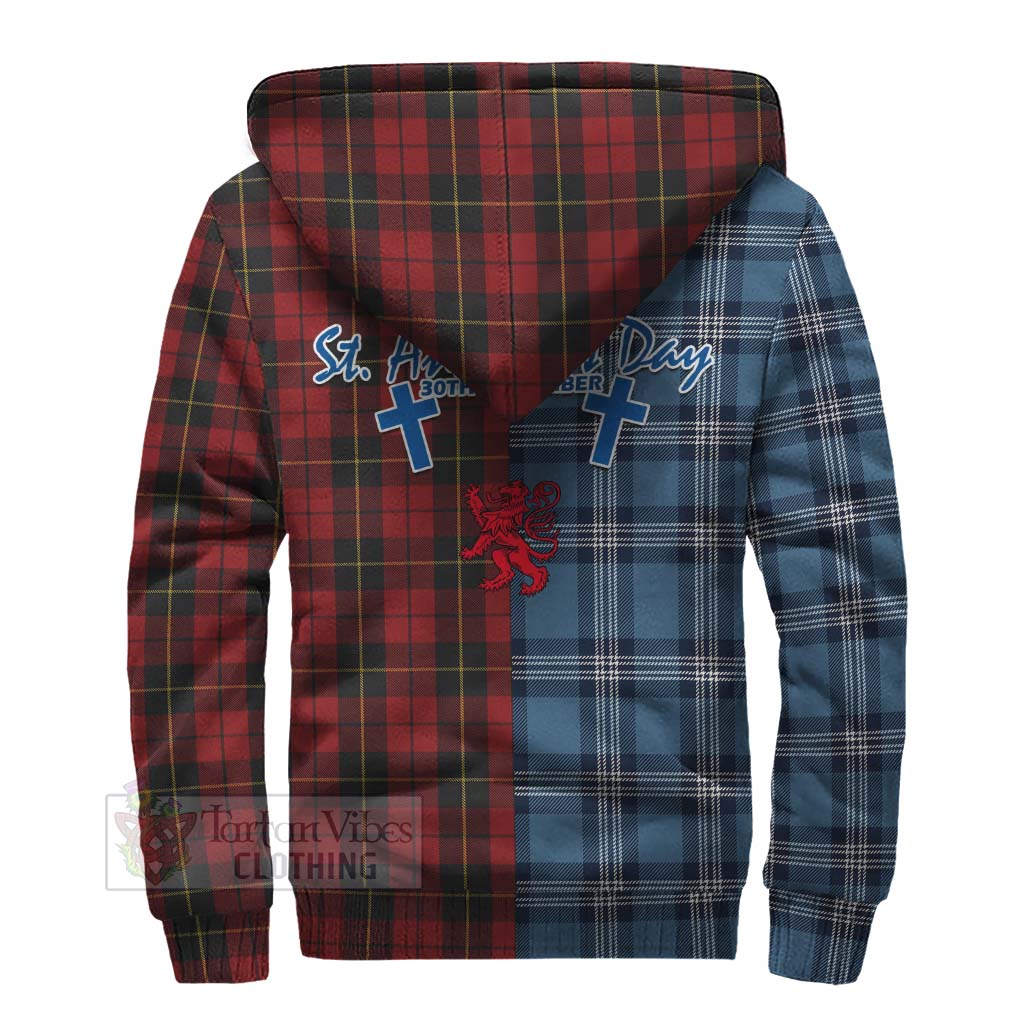Tartan Vibes Clothing Wallace Tartan Sherpa Hoodie Happy St. Andrew's Day Half Tartan Style