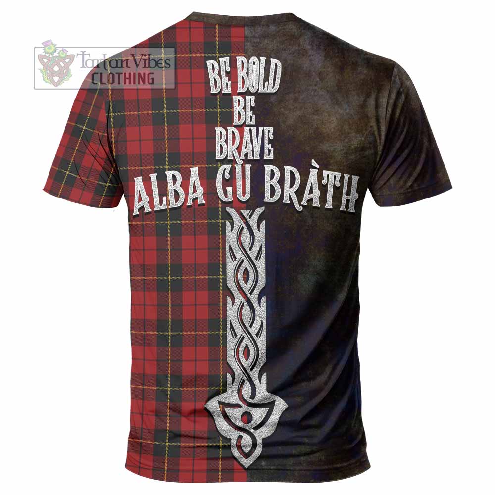 Tartan Vibes Clothing Wallace Tartan Family Crest T-Shirt Alba Gu Brath Be Brave Lion Ancient Style