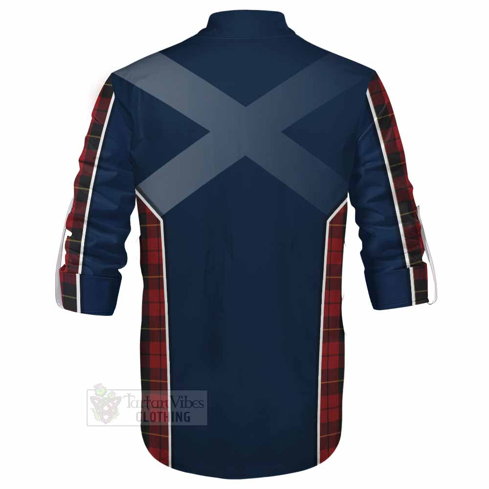 Tartan Vibes Clothing Wallace Tartan Ghillie Kilt Shirt with Family Crest and Lion Rampant Vibes Sport Style