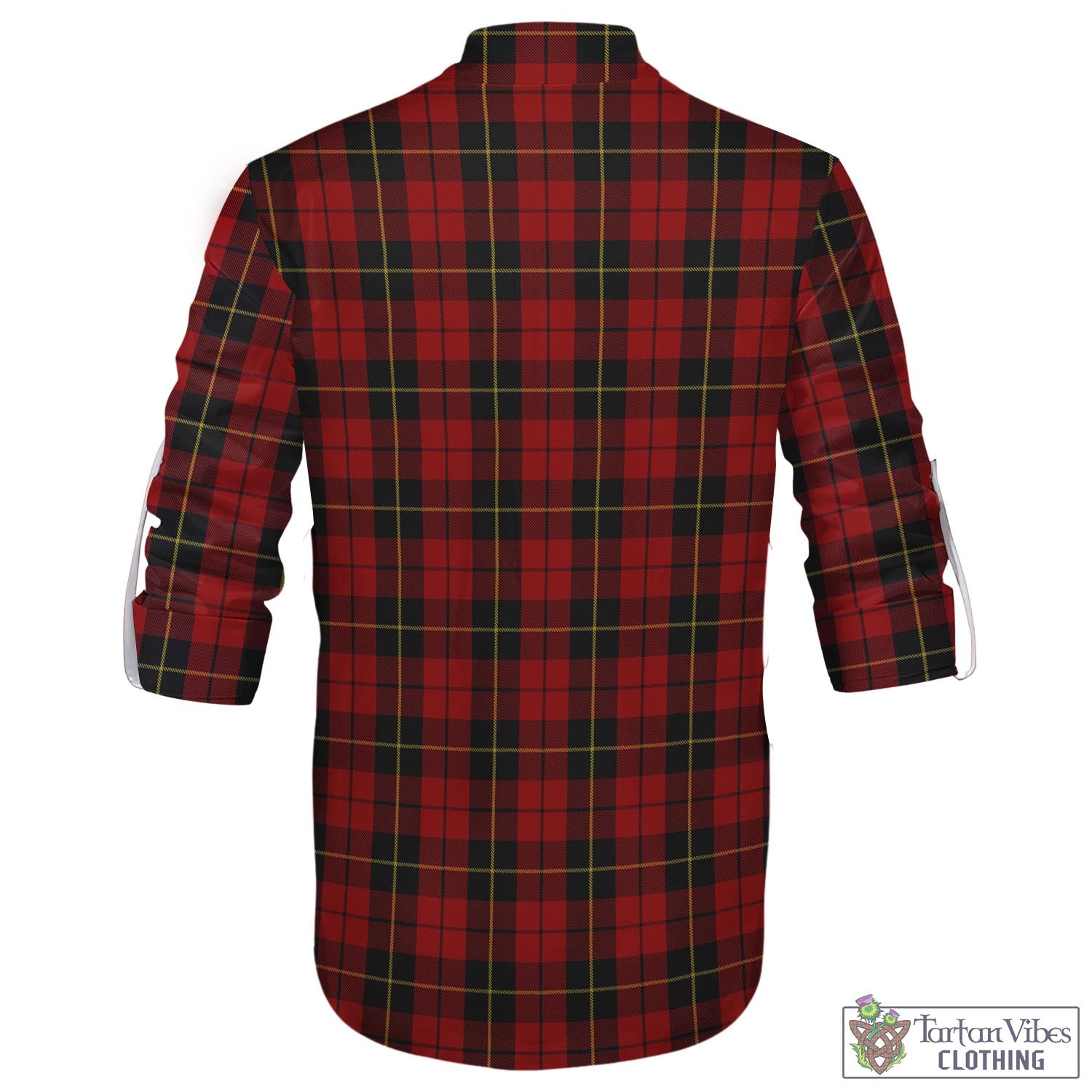 Tartan Vibes Clothing Wallace Tartan Men's Scottish Traditional Jacobite Ghillie Kilt Shirt with Family Crest