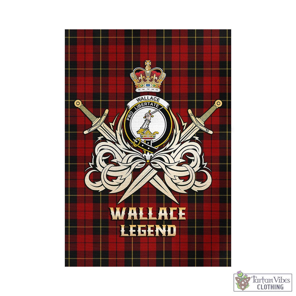 Tartan Vibes Clothing Wallace Tartan Flag with Clan Crest and the Golden Sword of Courageous Legacy