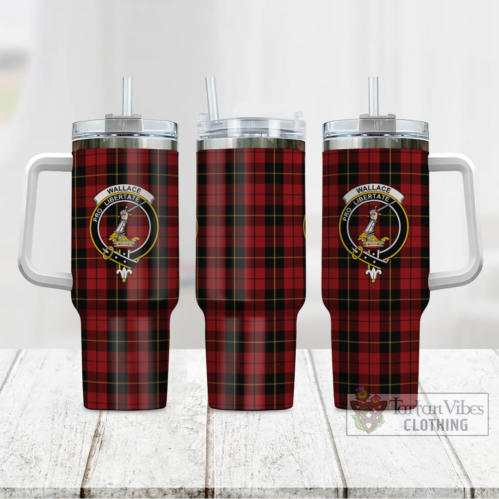 Tartan Vibes Clothing Wallace Tartan and Family Crest Tumbler with Handle