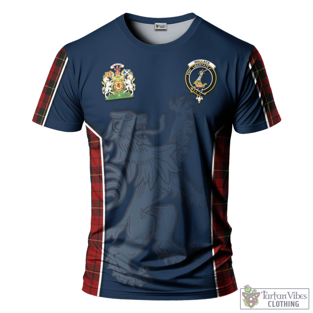 Tartan Vibes Clothing Wallace Tartan T-Shirt with Family Crest and Lion Rampant Vibes Sport Style