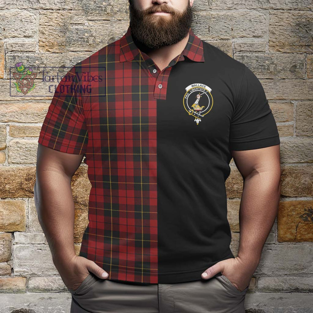 Wallace Tartan Polo Shirt with Family Crest and Half Of Me Style - Tartanvibesclothing Shop