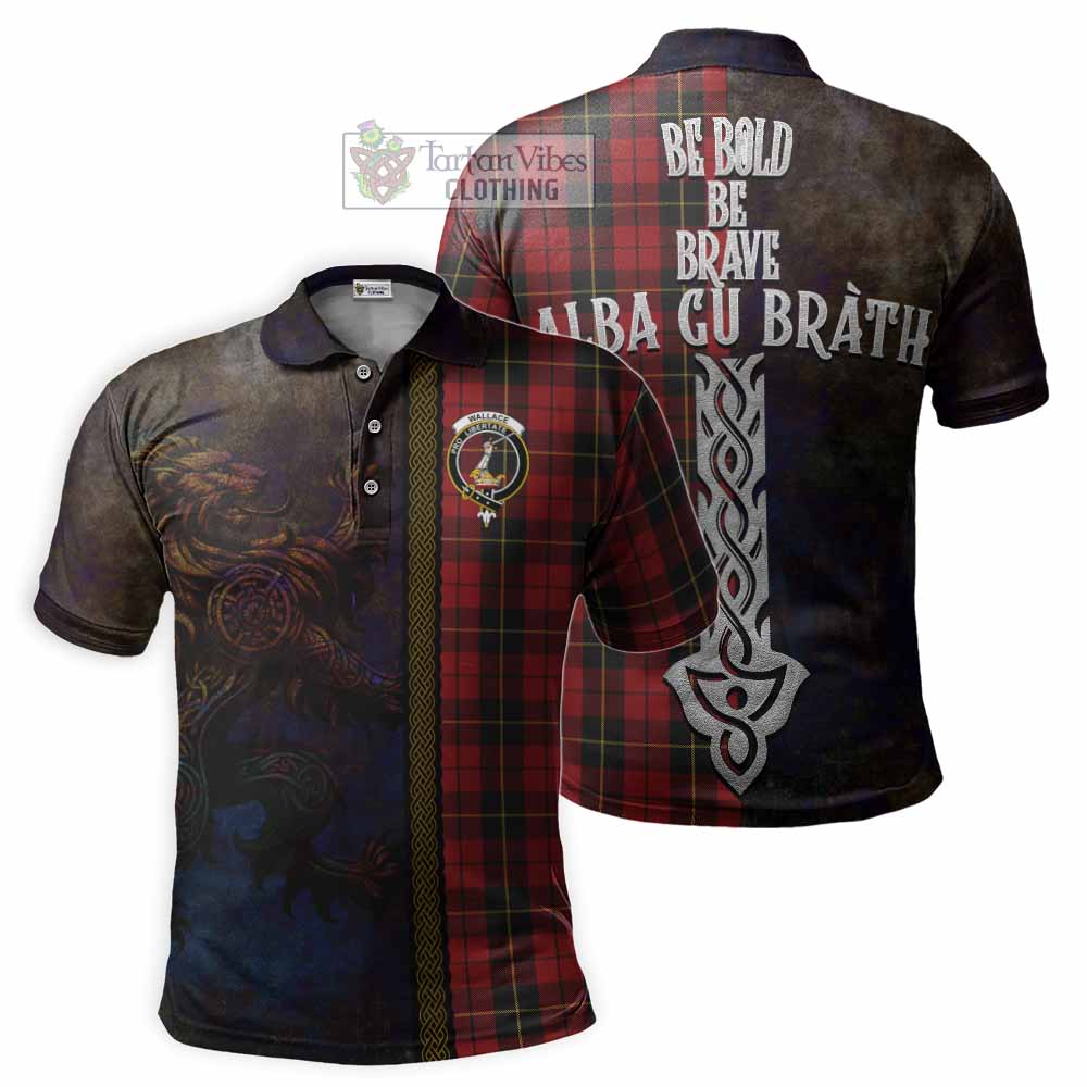 Tartan Vibes Clothing Wallace Tartan Family Crest Polo Shirt Alba Gu Brath Be Brave Lion Ancient Style