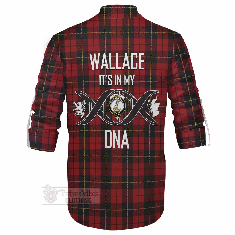 Tartan Vibes Clothing Wallace Tartan Ghillie Kilt Shirt with Family Crest DNA In Me Style