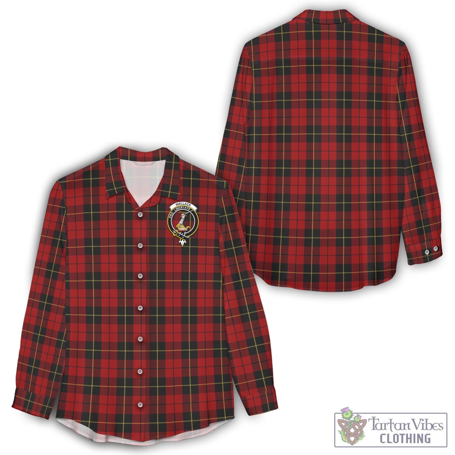 Tartan Vibes Clothing Wallace Tartan Womens Casual Shirt with Family Crest