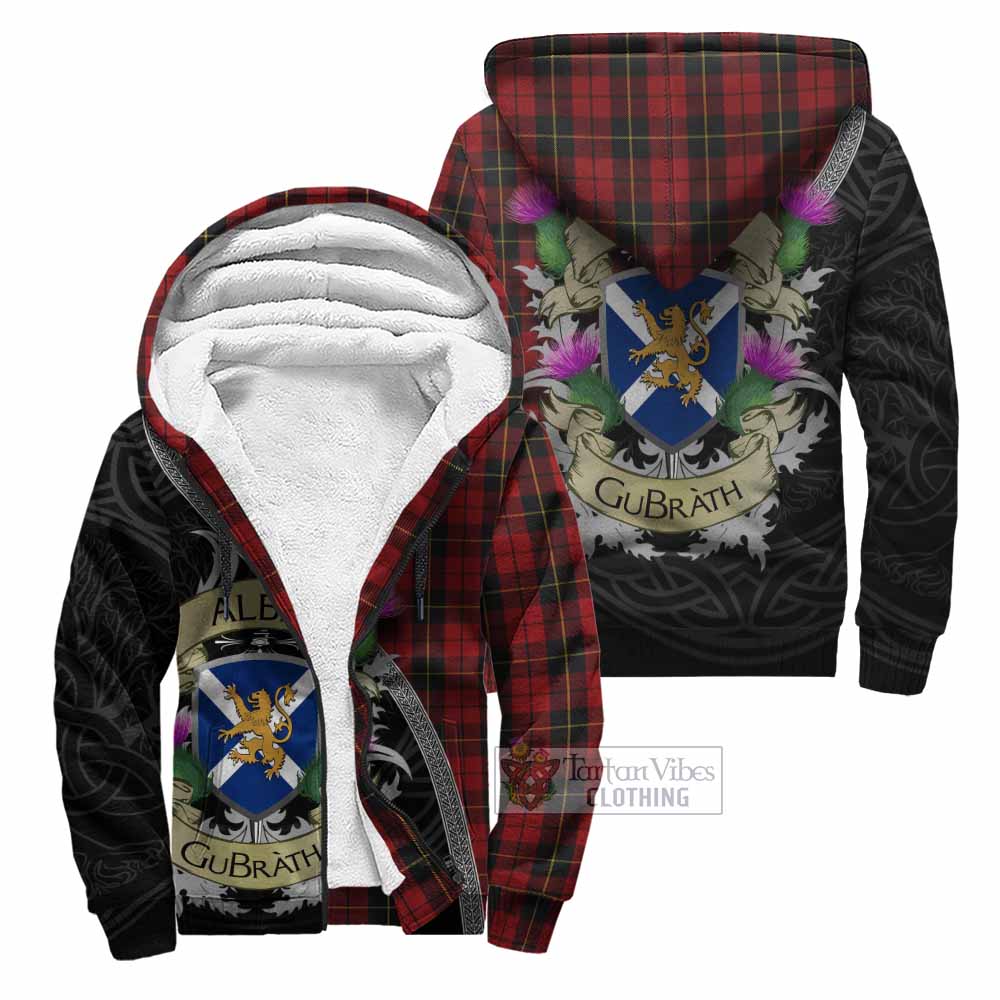 Tartan Vibes Clothing Wallace Tartan Family Crest Sherpa Hoodie Lion Rampant Royal Thistle Shield Celtic Inspired
