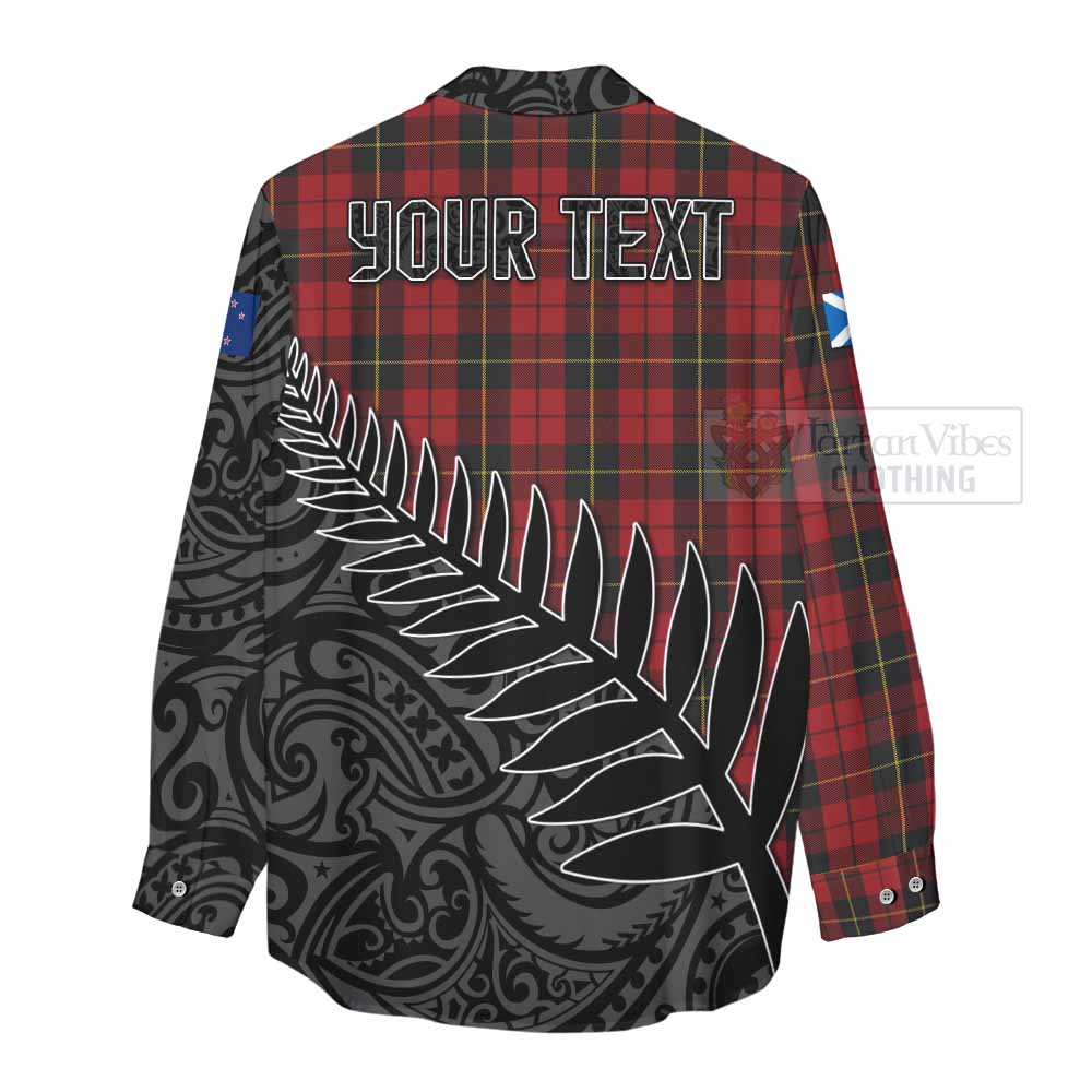Tartan Vibes Clothing Wallace Crest Tartan Women's Casual Shirt with New Zealand Silver Fern Half Style