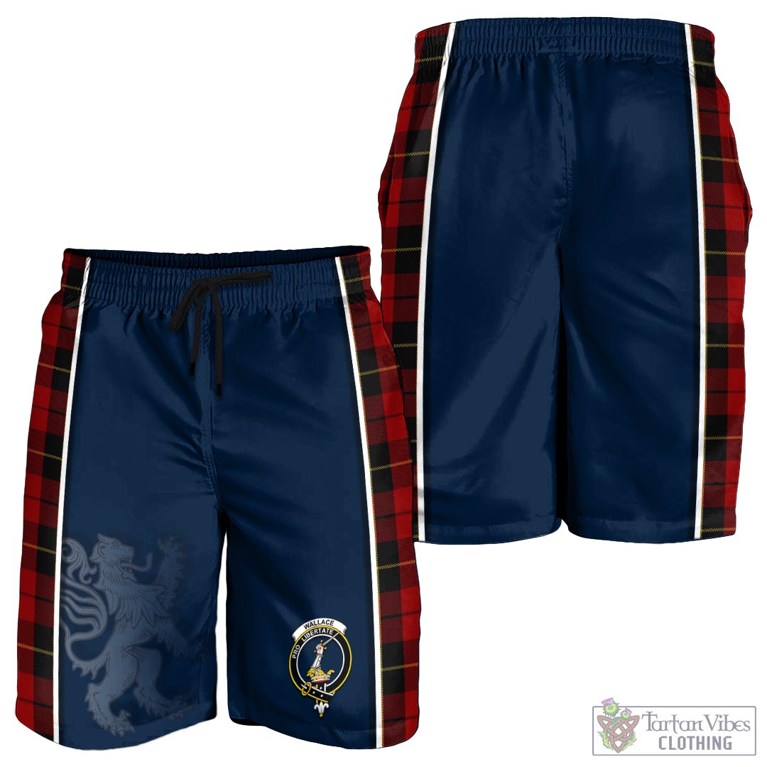 Tartan Vibes Clothing Wallace Tartan Men's Shorts with Family Crest and Lion Rampant Vibes Sport Style