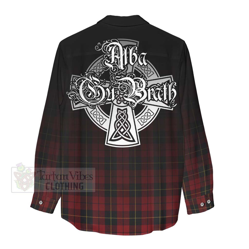 Tartan Vibes Clothing Wallace Tartan Women's Casual Shirt Featuring Alba Gu Brath Family Crest Celtic Inspired