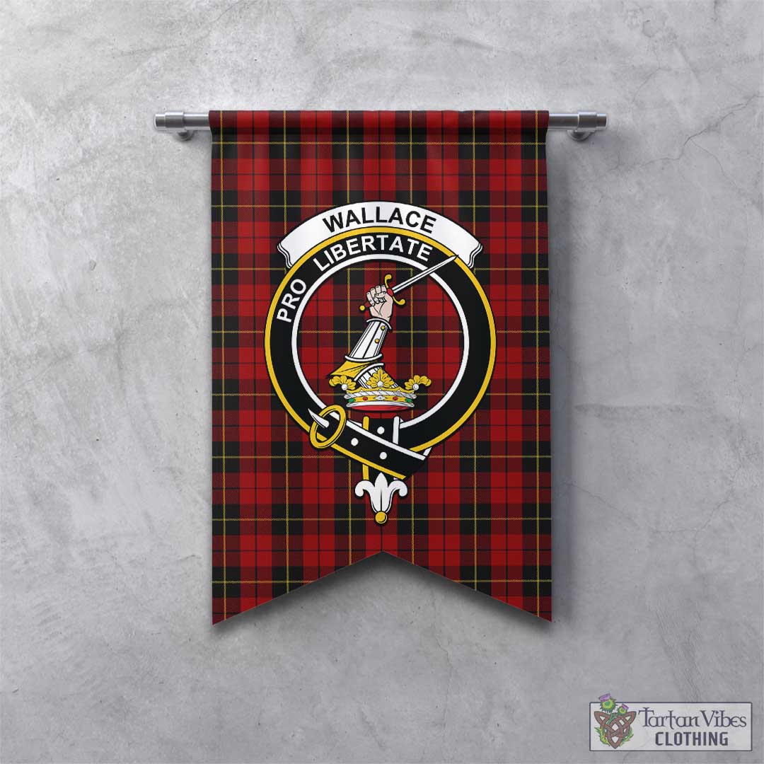 Tartan Vibes Clothing Wallace Tartan Gonfalon, Tartan Banner with Family Crest