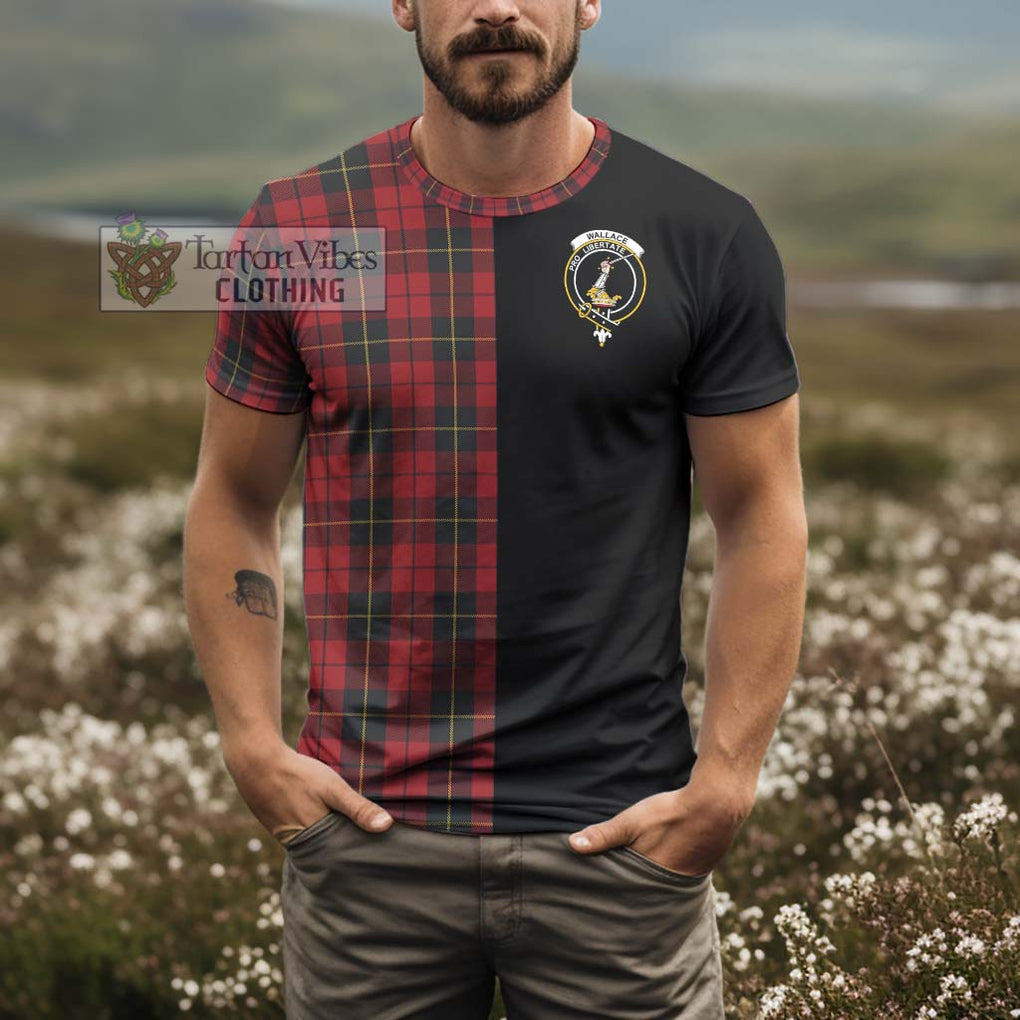 Wallace Tartan T-Shirt with Family Crest and Half Of Me Style - Tartanvibesclothing Shop
